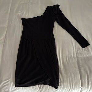 Black Kardashian Bebe one-sleeve dress, XS